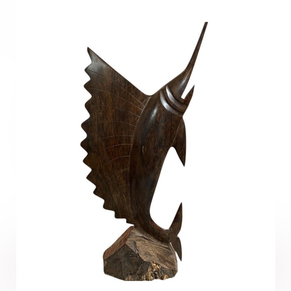 Vintage Other - Vintage MCM Iron Wood Sailfish Figurine